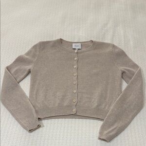 Reformation Clara Cashmere Crew Cardigan Size S Wheat Like New
